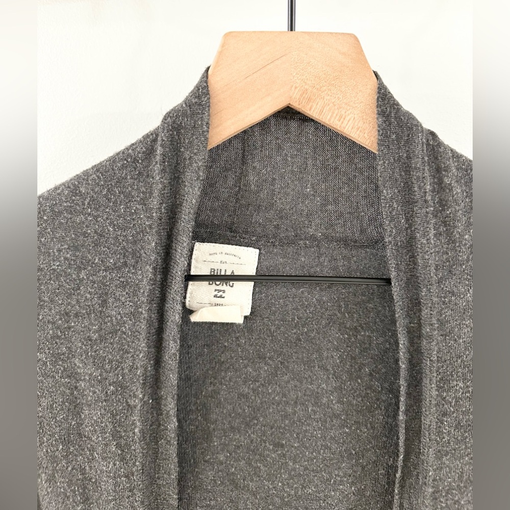 Billabong Open Front Pocket Cardigan Gray Size Small - Picture 5 of 6